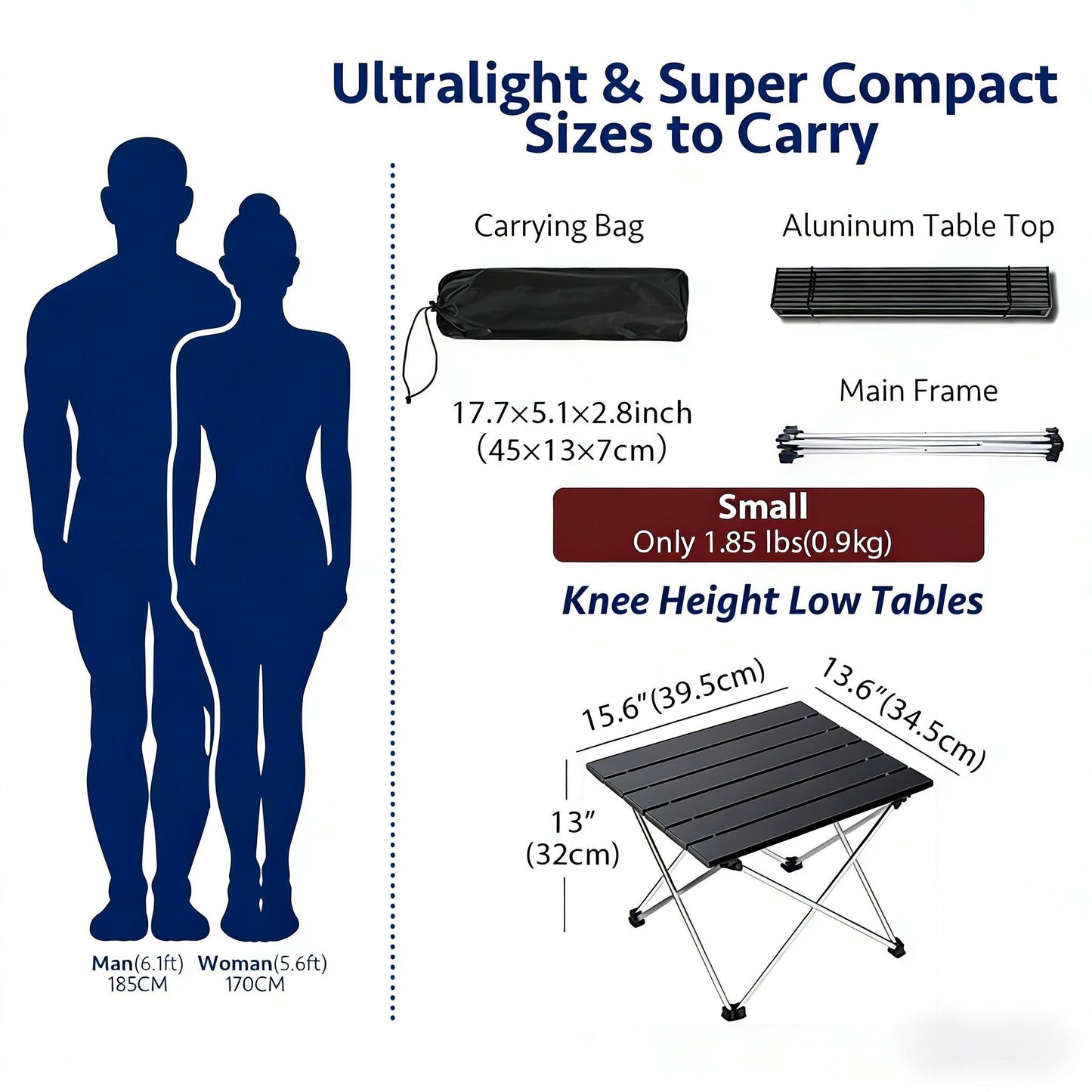 Foldable Ultralight Aluminum Camping Table with Carry Bag