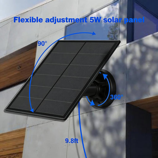 5W Solar Panel Charger for Security Cameras (Adjustable Outdoor Power Solution)