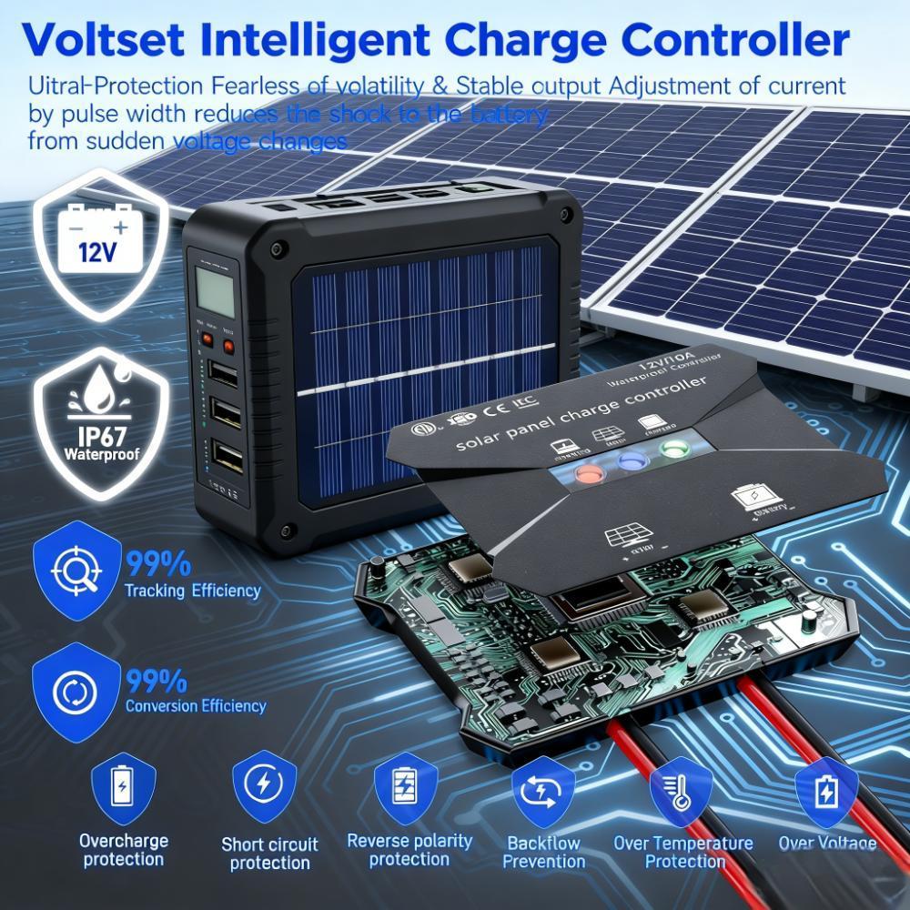 12V Solar Panel Charger Kit with MPPT Controller (All-Weather Battery Charging Solution)