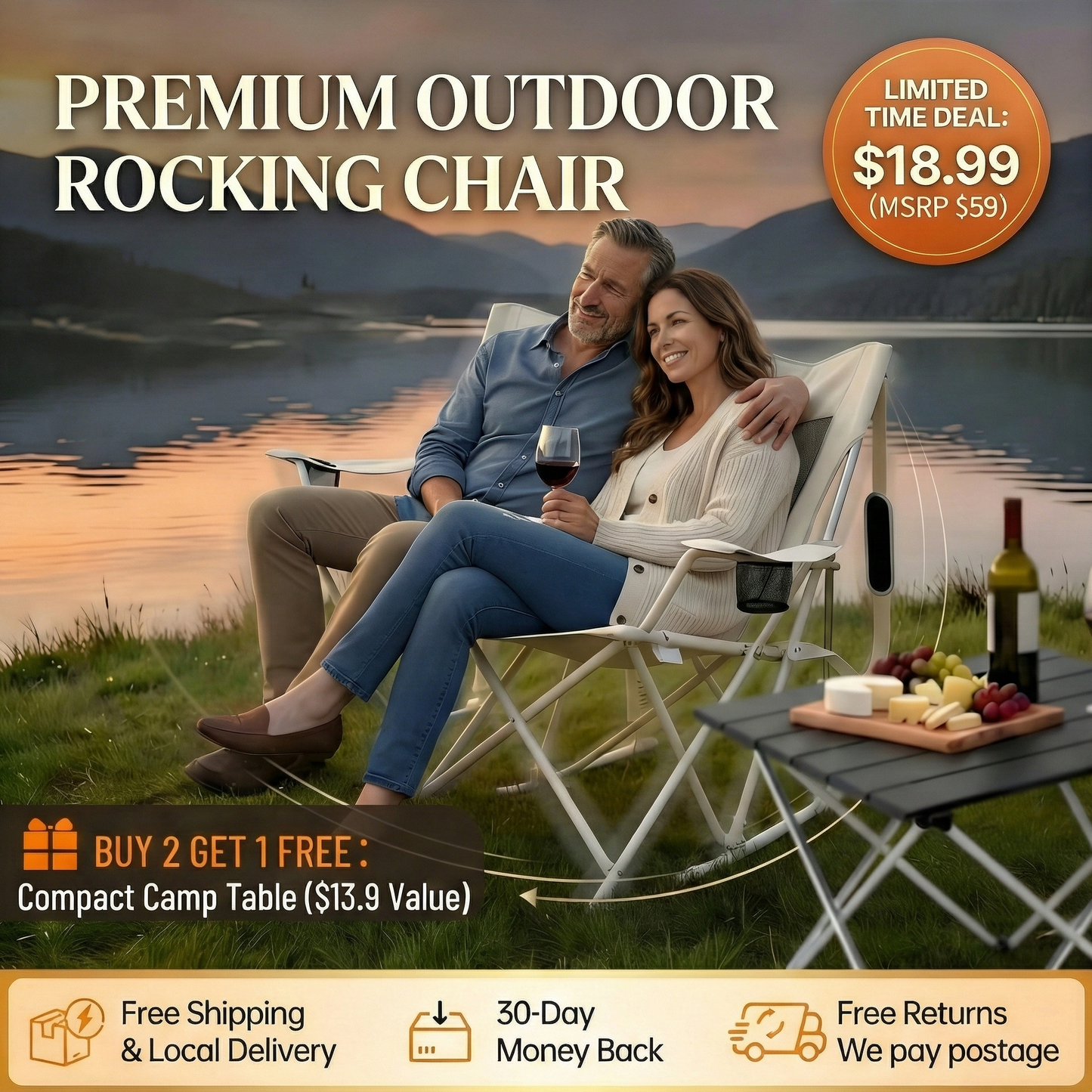 Sitology™  Foldable Spring-Action Outdoor Rocking Chair