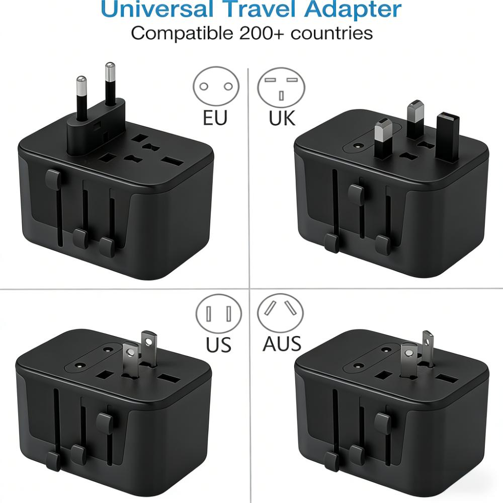 Universal Travel Adapter with USB Ports (200+ Country Compatibility)
