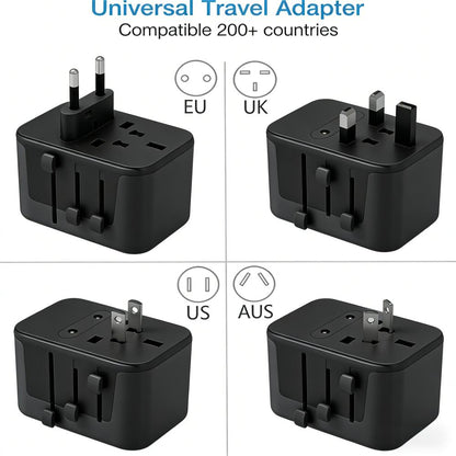 Universal Travel Adapter with USB Ports (200+ Country Compatibility)