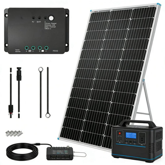 100W Solar Panel & Power Station Kit (All-Weather Off-Grid Power Solution)