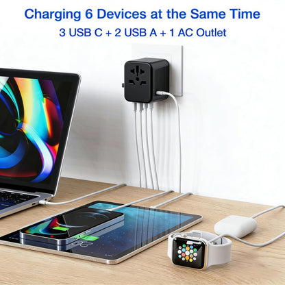 Universal Travel Adapter with USB Ports (200+ Country Compatibility)