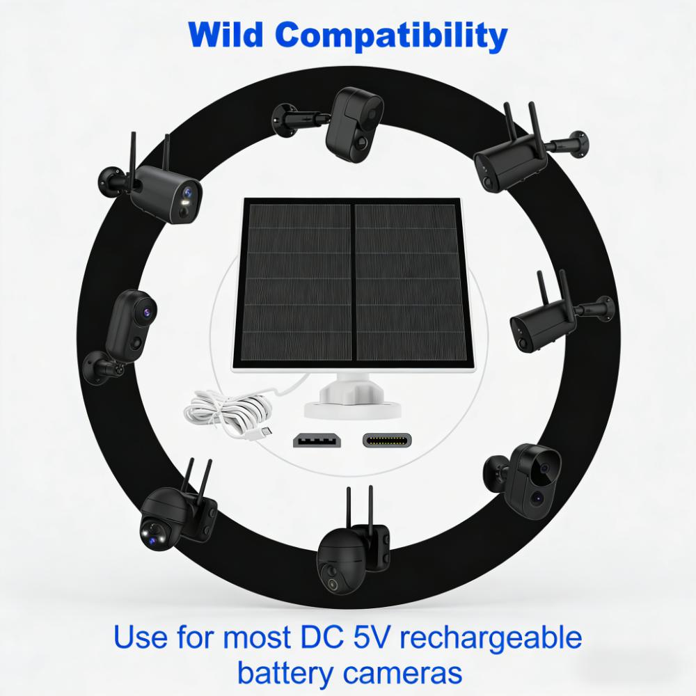 5W Solar Panel Charger for Security Cameras (Adjustable Outdoor Power Solution)