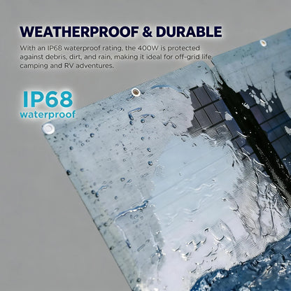 400W Portable Solar Panel, Foldable, IP68 Waterproof with Stand